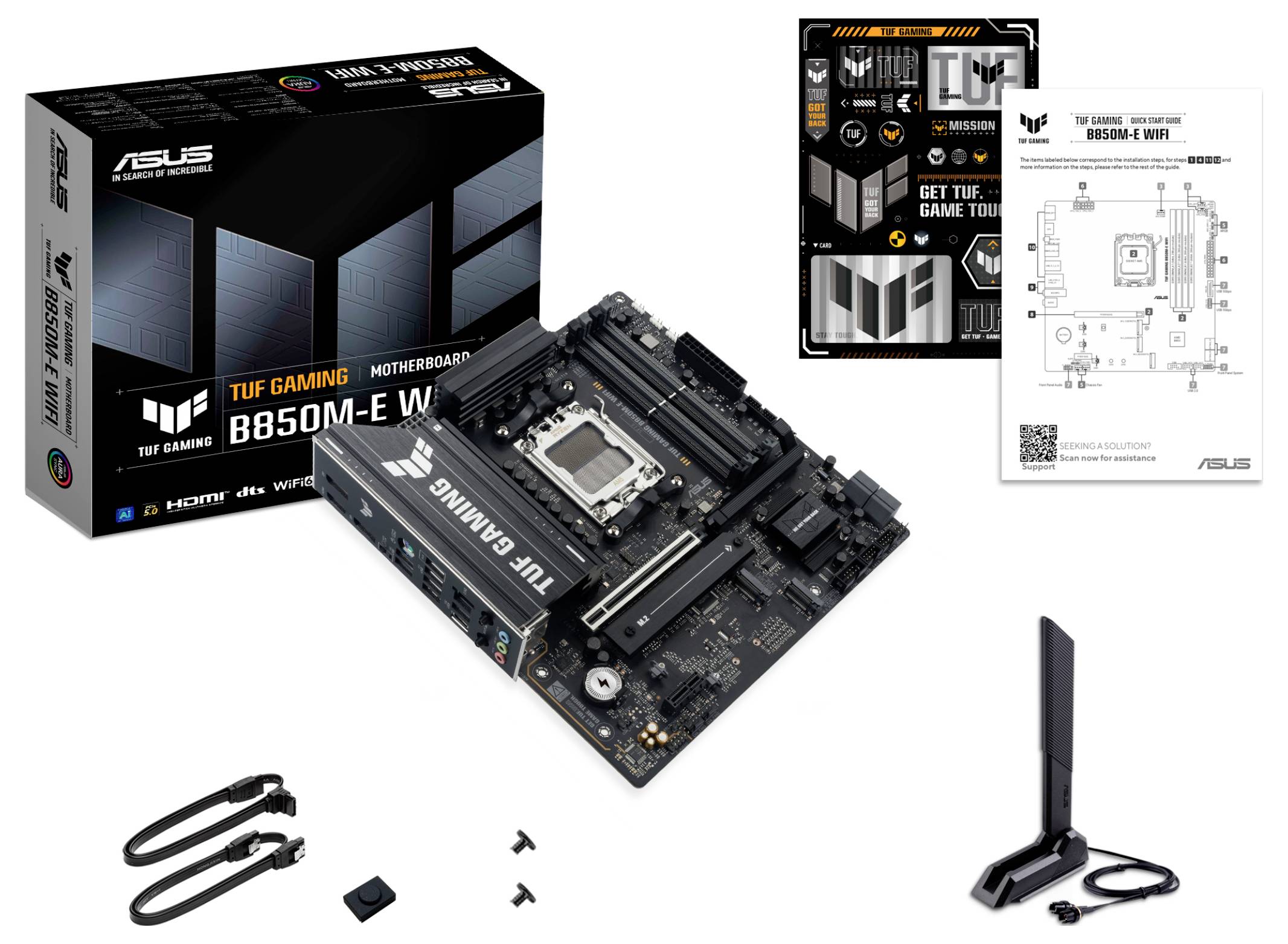 Asus TUF B850M-E Mainboard Sockel (PC) AMD® AM5 Formfaktor (Details) Micro-ATX Mainboard-Chipsatz AMD® B850-7