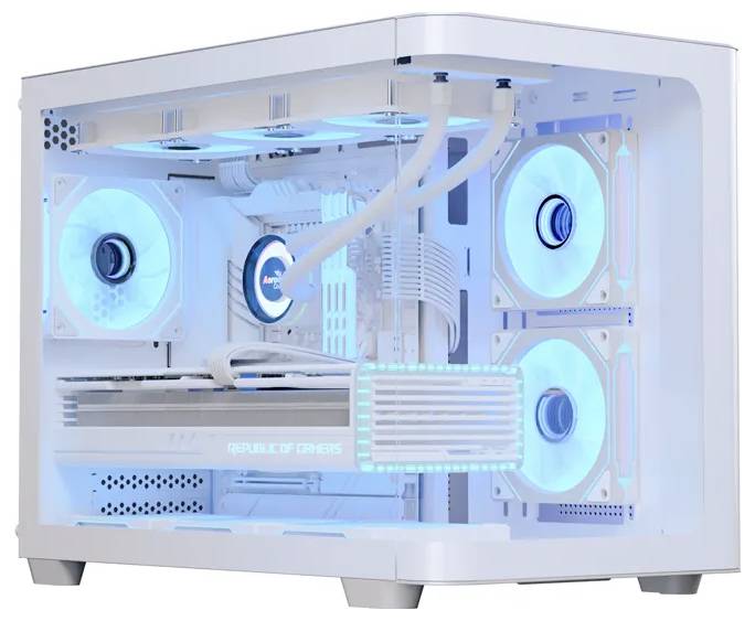 AeroCool P500C-G-WT-V1 Midi-tower PC-behuizing Zwart, Wit