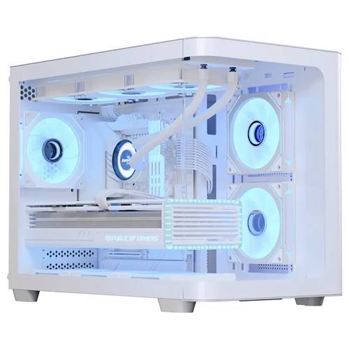 AeroCool P500C-G-WT-V1 Midi-Tower PC-Gehäuse Schwarz, Weiß