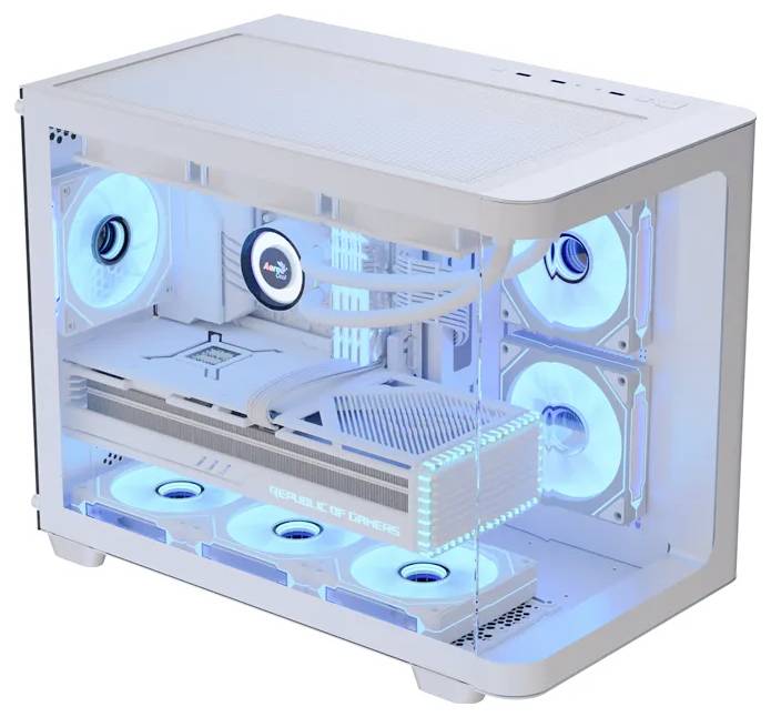 AeroCool P300C-G-WT-V1 Mini-Tower PC-Gehäuse Schwarz, Weiß-2