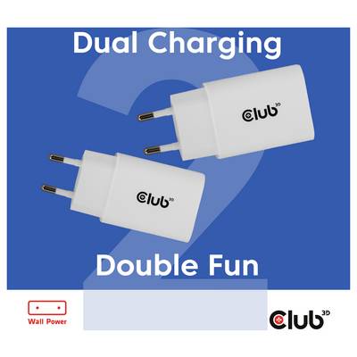 club3D CAC-3020 USB Ladegerät 30 W USB-C® Stecker USB PD 3.0 Weiß Innenbereich USB Power Delivery (USB-PD)-1
