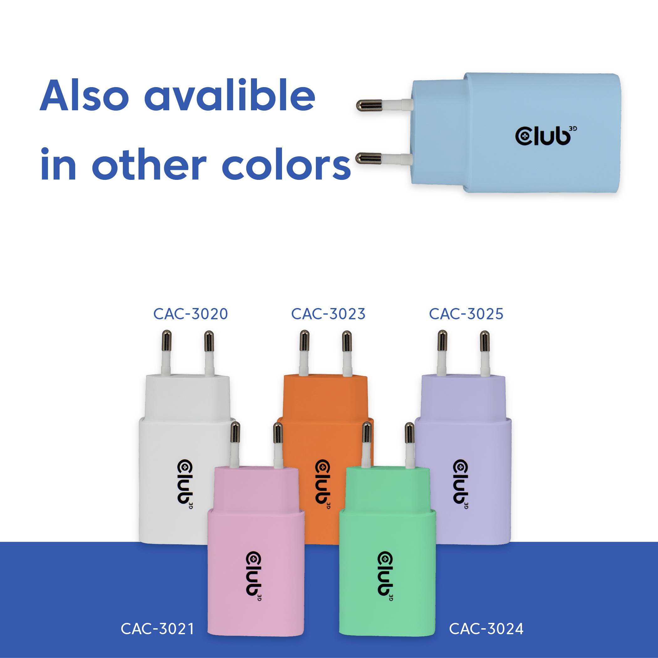 club3D CAC-3022 USB Ladegerät 30 W Blau Innenbereich-3