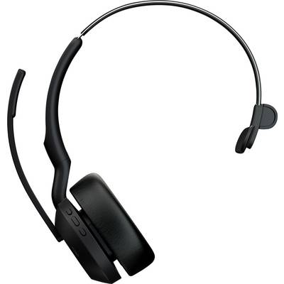 Ein schwarzes, einseitiges Headset mit Mikrofonarm und Ohrmuschel, für Kommunikation und professionelle Nutzung geeignet.