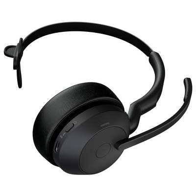 Schwarzes Headset mit integriertem Mikrofon und Ohrpolstern, geeignet für Kommunikation und Audioanwendungen.