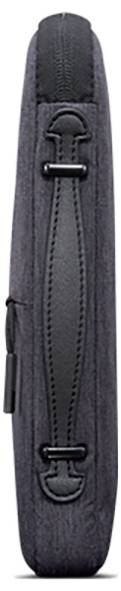 Eine schwarze Laptoptasche mit einem stabilen Tragegriff an der Seite.