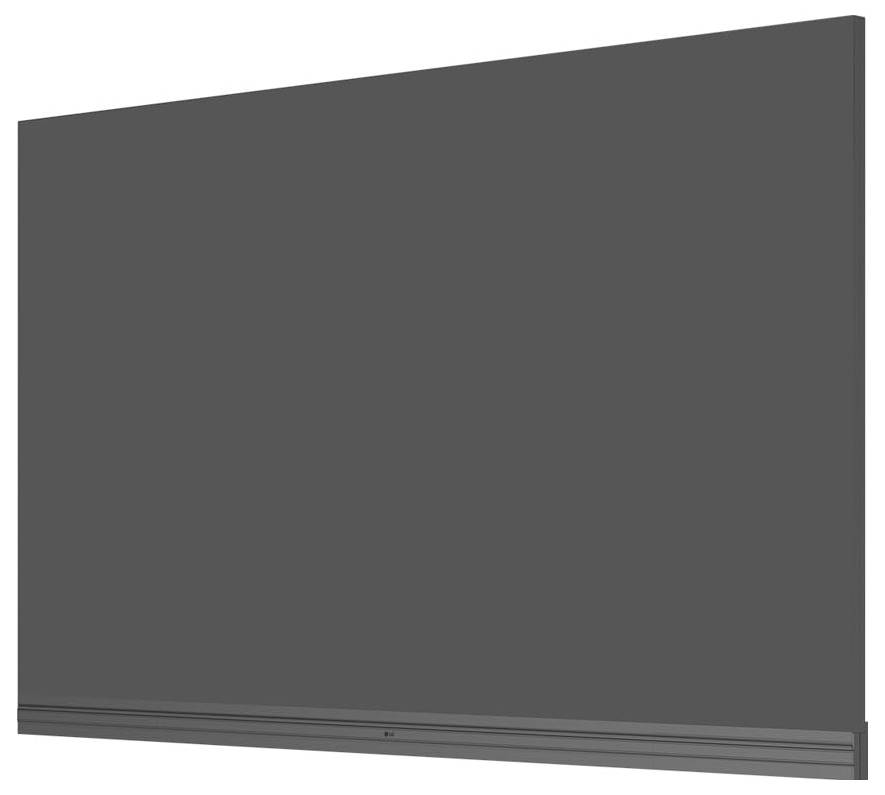Ein leeres, dunkelgraues rechteckiges Anzeigegerät, das vor einem weißen Hintergrund platziert ist.
