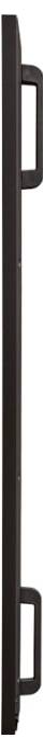 Seitenansicht eines vertikalen schwarzen Türgriffs mit zwei rechteckigen Griffen.