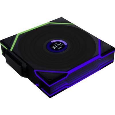 Lian Li 12RTLLCD1W1B PC-Gehäuse-Lüfter Mehrfarbig (B x H x T) 120 x 28 x 124 mm inkl. Display, inkl. LED-Beleuchtung, in-0