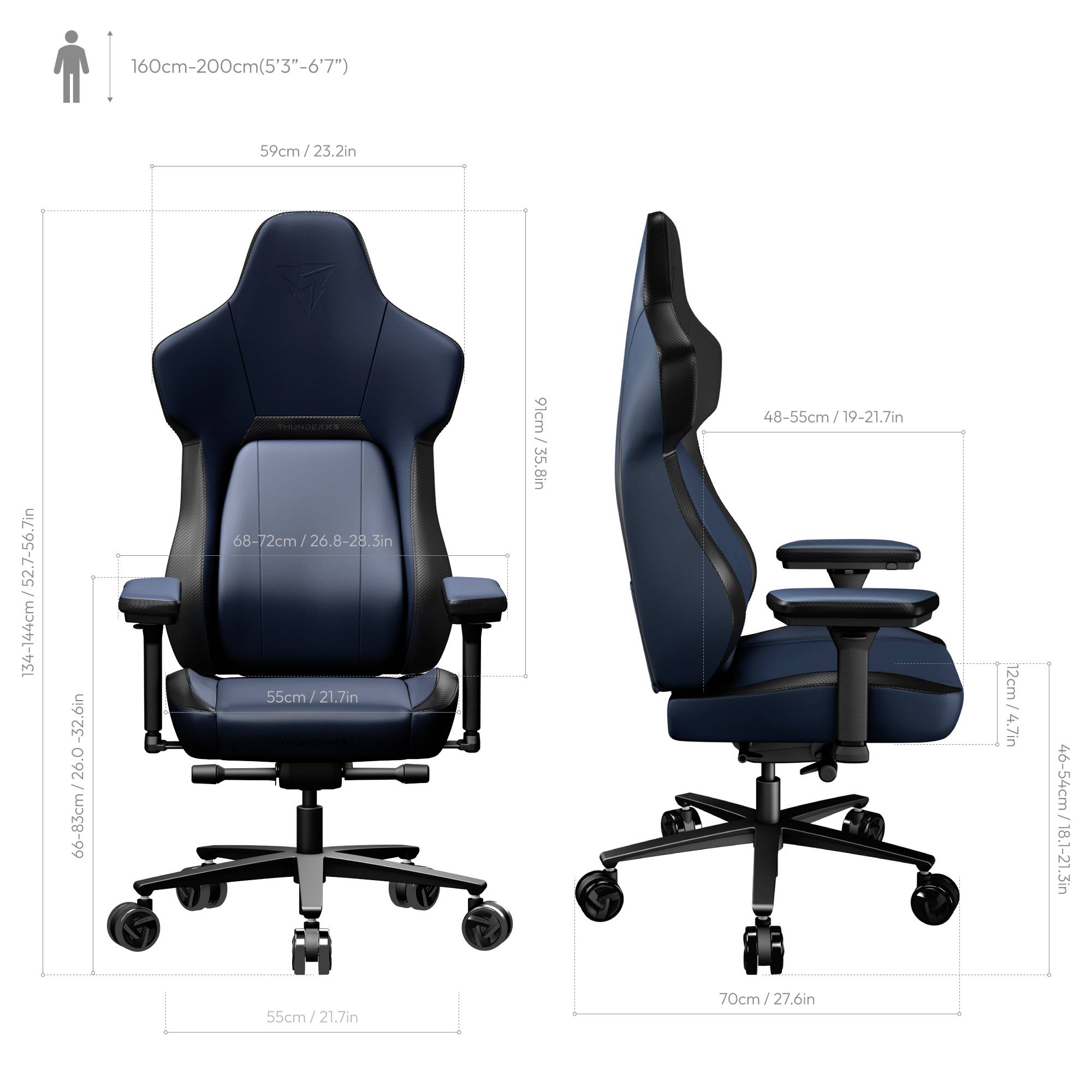 ThunderX3 TEGC-2057101.B1 Gaming-Stuhl Blau-8