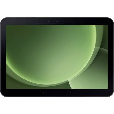 Ein Tablet mit einem grünen, abstrakten Display-Hintergrund.