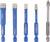 'Fritzfurt' Markenset: fünf blaue Diamantbohrer beschriftet als 10mm, 8mm, 6mm und 5mm, plus ein grauer 6mm Metallfliesen-Bohrer.