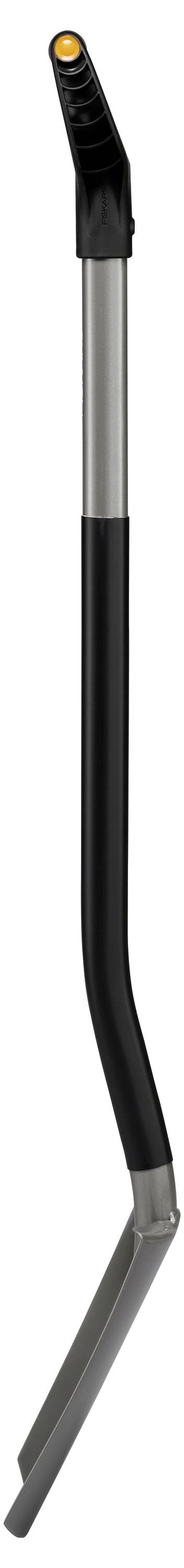 Ein langer, gebogener Staubsaugeraufsatz mit schwarzem Griff und grauem Saugrohr. Er ist für die Reinigung von schwer zugänglichen Stellen geeignet.