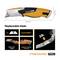 Ein orange-schwarzes Fiskars-Messer mit austauschbarer CarbonMax-Klinge. Es hat einen ergonomischen Griff für Komfort und Kontrolle.
