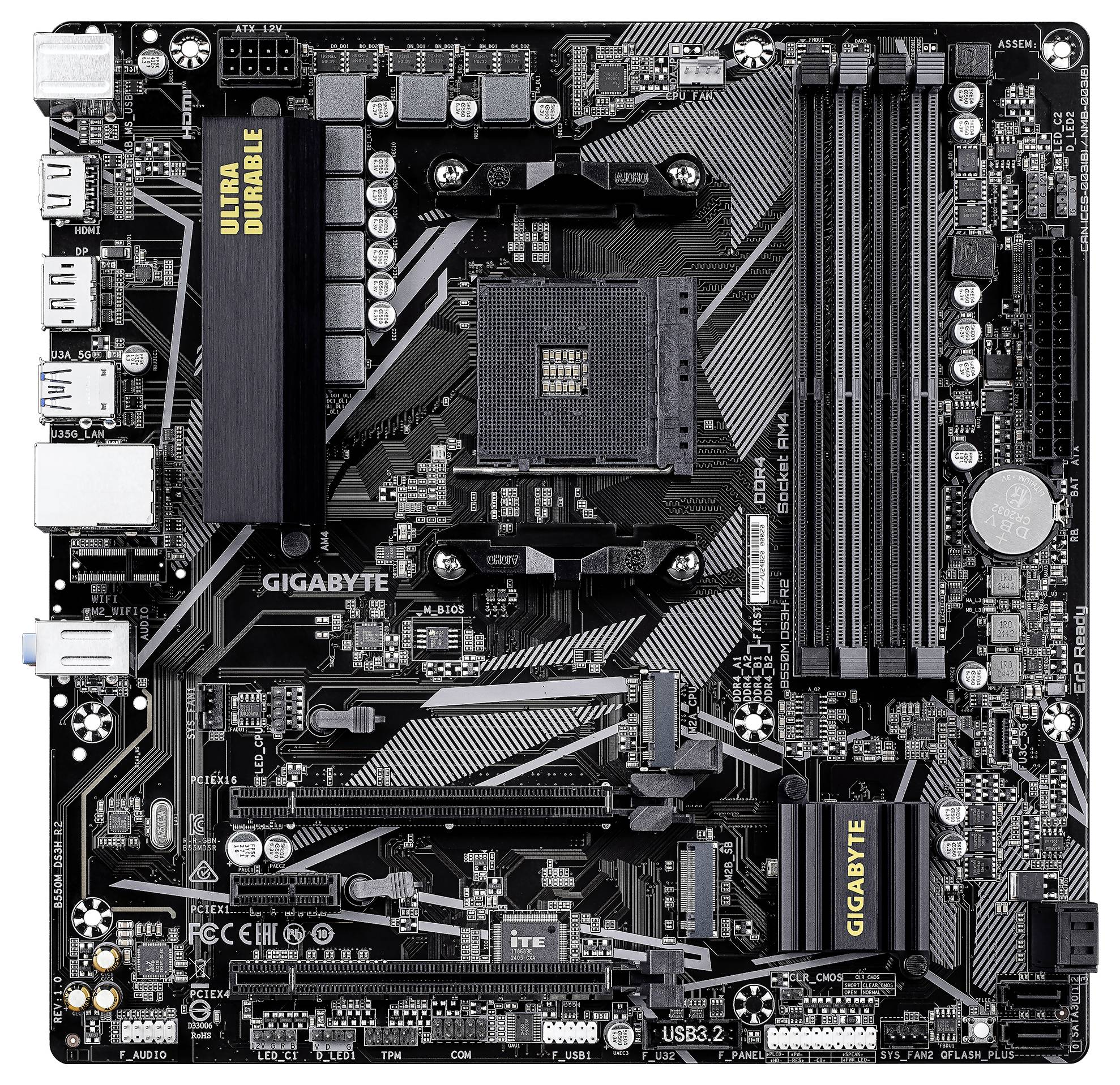 Gigabyte B550M Mainboard Sockel (PC) AMD® AM4 Formfaktor (Details) Micro-ATX Mainboard-Chipsatz AMD® B550-1