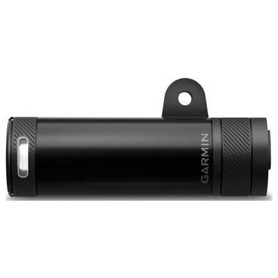 Schwarze Taschenlampe in zylindrischer Form mit seitlichem Schriftzug 'GARMIN'. Oben eine Öse zum Aufhängen oder Befestigen.
