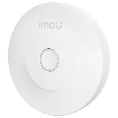 Ein weißer, runder Rauchmelder mit dem Logo 'imou' in der Mitte ist an der Wand montiert.