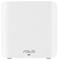 Weißer ASUS Wi-Fi-Router mit schlichtem Design und abgerundeten Ecken. Logo 'ASUS' an der Vorderseite.