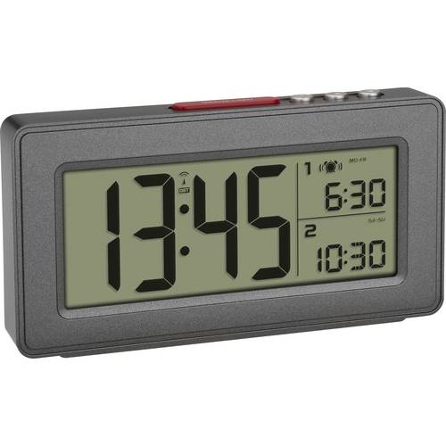 TFA Dostmann 60.2563.10 Funk Wecker Anthrazit Alarmzeiten 2