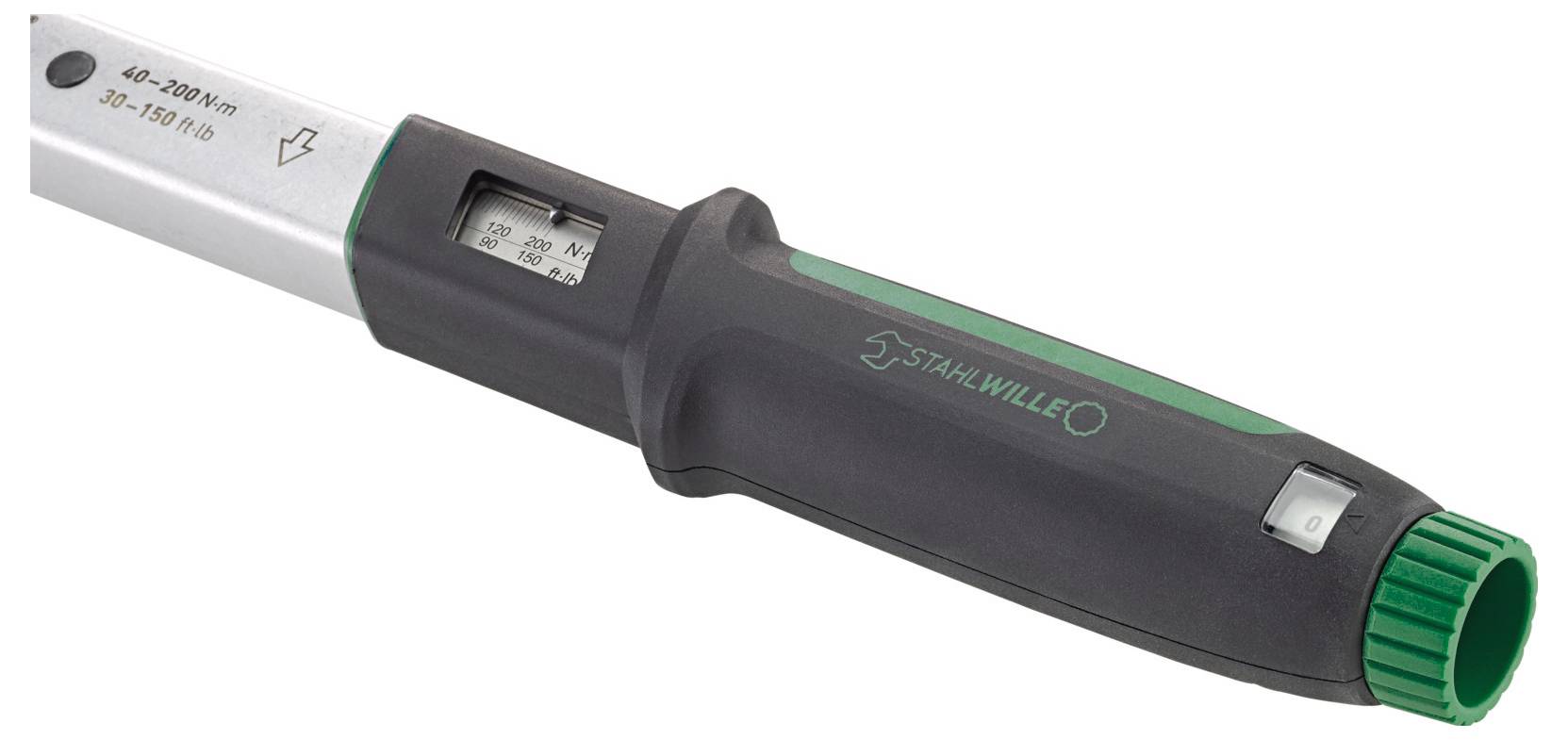 Drehmomentschlüssel von Stahlwille, einstellbar von 40-200 Nm, mit Skala im Griff zur präzisen Drehmomentmessung.