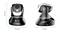 Schwarze Überwachungskamera mit 12,2 cm Höhe, 10,2 cm Breite vorne, 11,5 cm seitlich. Steuerfunktion: Schwenken, Neigen, Zoomen.