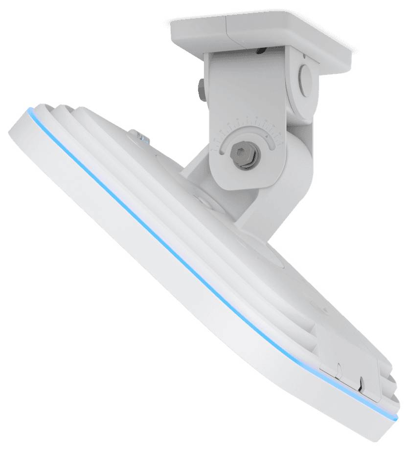 Eine weiße, moderne LED-Deckenleuchte mit elegantem Design und verstellbarem Neigungswinkel.