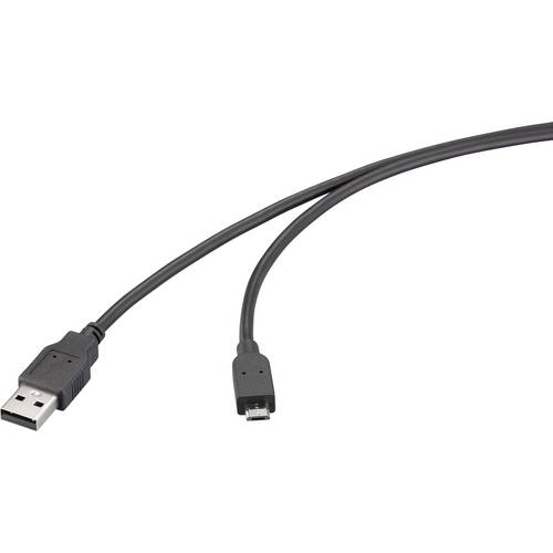 Renkforce USB-Kabel USB 2.0 USB-A Stecker, USB-Micro-B Stecker 2.00 m Schwarz RF-6830432