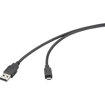 Ein USB-Kabel mit einem Standard-USB-A-Anschluss auf der einen Seite und einem Micro-USB-Anschluss auf der anderen Seite, das zum Laden oder Datentransfer verwendet wird.