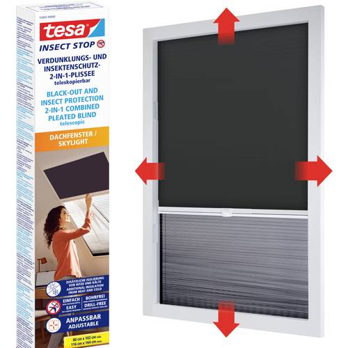 Thumbnail - tesa Insect Stop 55805-00000-00 Dachfenster-Fliegengitter (B x H) 1.16 m x 1.64 m Anthrazit 1 St.