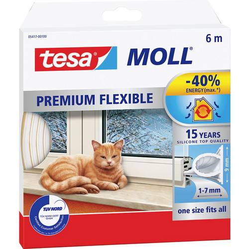 tesa Premium Flexible 05417-00100-01 Dichtband tesamoll® Weiß (L x B) 6 m x 9 mm 6 m