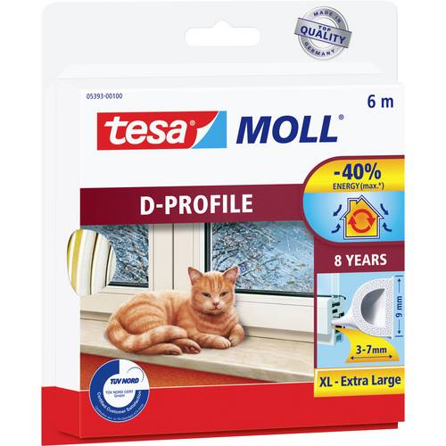 tesa D-Profil 05393-00100-01 Dichtband tesamoll® Weiß (L x B) 6 m x 9 mm 6 m