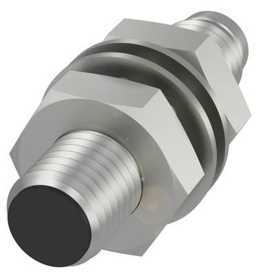 Ein grauer, metallischer Bolzen mit Gewinde, Muttern und einer abgerundeten Spitze, vermutlich ein Teil eines mechanischen Systems.