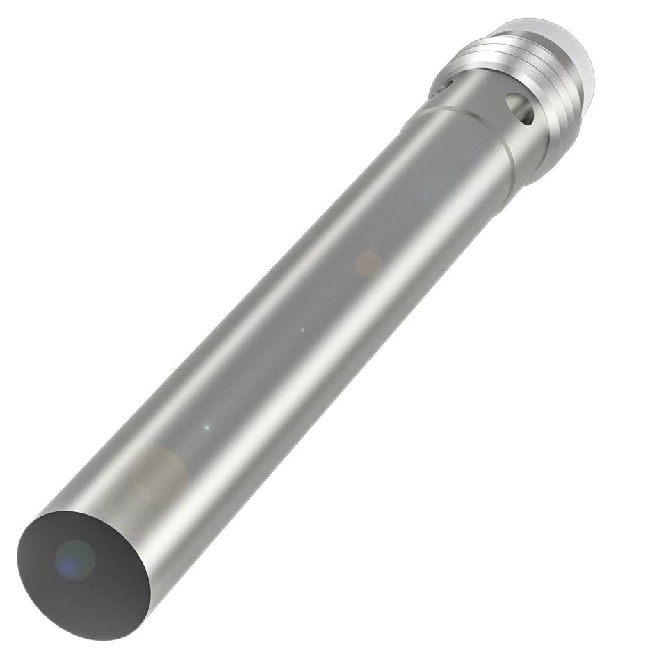 Ein silberner, zylindrischer Metallstab mit Gewinde an einem Ende, möglicherweise ein Ersatzteil oder Werkzeug.