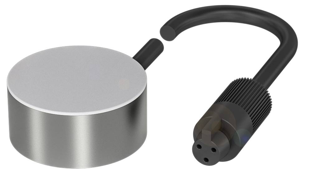 Geöffnetes rundes Schloss mit einem schwarzen Bügel und silbernem Gehäuse.