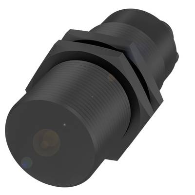 Ein schwarzer zylindrischer Sensor mit Gewinde, geeignet zur präzisen Detektion in industriellen Anwendungen.