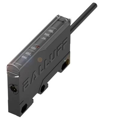 Ein schwarzer elektronischer Sensor mit der Aufschrift 'Balluff', entlang der schmalen Oberseite LEDs und Anschlusskabel.