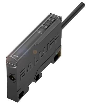Ein kompakter, schwarzer optoelektronischer Sensor von Balluff mit einem langen Kabel.