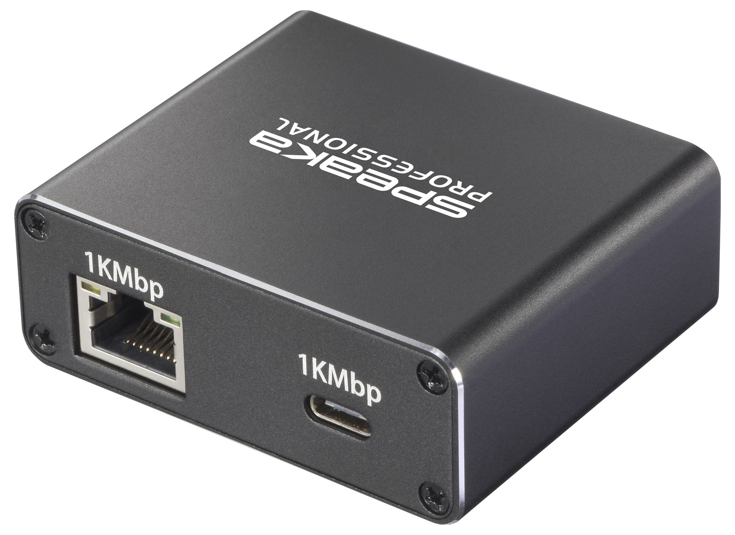 SpeaKa Professional SP-GNS-190 Splitter 1+1 Port RJ45, USB-C® 1 GBit/s USB-Stromversorgung-1