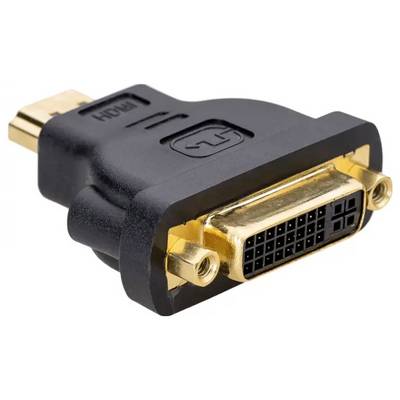 Ein HDMI-zu-DVI-Adapter mit goldenen Anschlüssen, der zur Verbindung von HDMI- und DVI-Geräten dient.