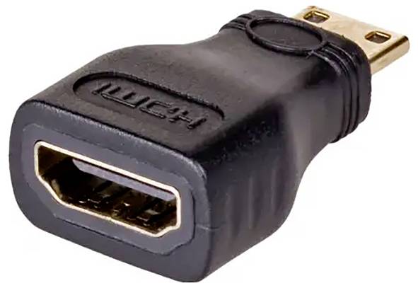 Ein HDMI-Adapter, der Mini-HDMI auf Standard-HDMI umwandelt, für die Verbindung zwischen Geräten mit unterschiedlichen Anschlussgrößen.