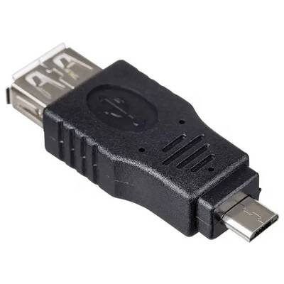 Ein USB-zu-Micro-USB-Adapter mit schwarzem Gehäuse, der Standard-USB-Anschlüsse mit Micro-USB-Anschlüssen verbindet.