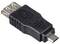 Ein USB-zu-Micro-USB-Adapter mit schwarzem Gehäuse, der Standard-USB-Anschlüsse mit Micro-USB-Anschlüssen verbindet.