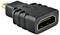 Adapter mit HDMI-Anschluss, schwarzen Gehäuse, rechteckiger Form, wird zum Verbinden von HDMI-Kabeln mit unterschiedlichen Steckern genutzt.