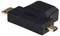 Schwarzer HDMI-Adapter mit zwei verschiedenen Anschlussgrößen. Einer ist HDMI, der andere Micro-HDMI. Hauptsächlich für audiovisuelle Verbindungen.