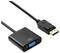 Schwarzer Adapter mit DisplayPort-Stecker und VGA-Anschluss, genutzt für die Verbindung von Geräten mit unterschiedlichen Schnittstellen.