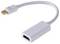 Ein weißer Adapterkabel mit Mini DisplayPort-Stecker an einem Ende und HDMI-Buchse am anderen Ende, geeignet für Videoverbindungen.