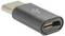 USB-C-auf-Micro-USB-Adapter in schwarz, zum Verbinden von Geräten mit unterschiedlichen USB-Anschlüssen.