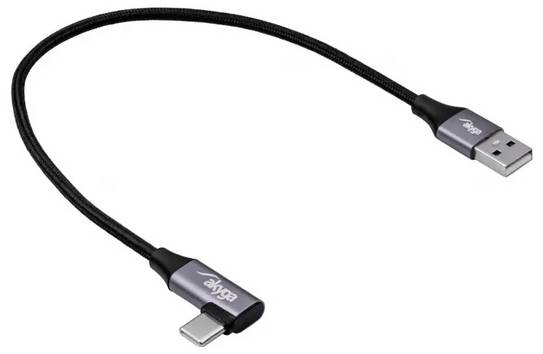 Akyga USB-Kabel  USB 2.0 USB-C® Stecker 30 cm Schwarz gesleeved AK-USB-58