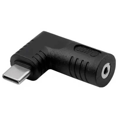 Adapter mit rechtem Winkel von USB-C-Stecker zu 3,5-mm-Klinkenbuchse, schwarz. Ideal für platzsparende Audioverbindungen.
