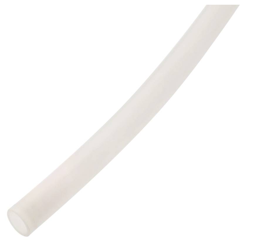Ein weißer, flexibler Kunststoffschlauch mit glatter Oberfläche, der diagonal von unten links nach oben rechts verläuft.