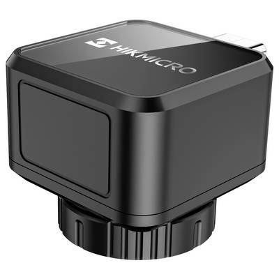 Kompakte, schwarz lackierte Kamera mit der Aufschrift 'Hikmicro', geeignet für technische Anwendungen und Wärmebildgebung.